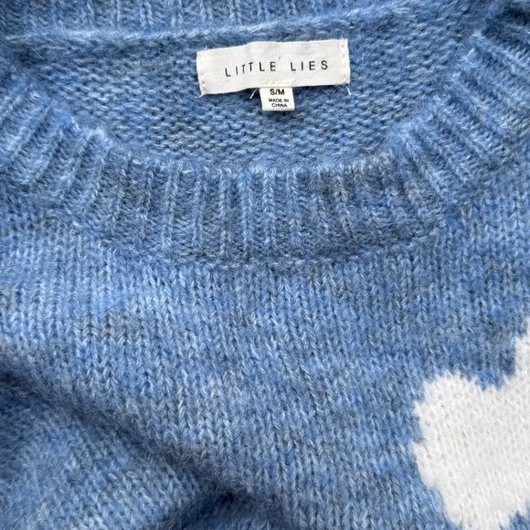 Anthropologie Little Lies Cassie Cloud Sweater Blue Gray Marled Crewneck RARE - Picture 8 of 16